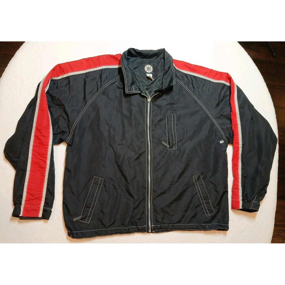 Vintage Marlboro Compass Windbreaker Black Red Full Zip Size XXL